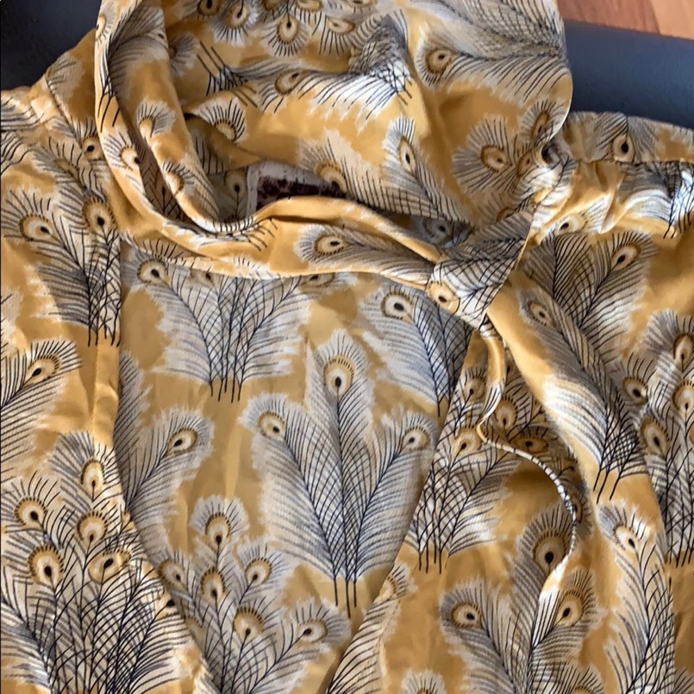 Free people silk peacock blouse size 2 (xs)